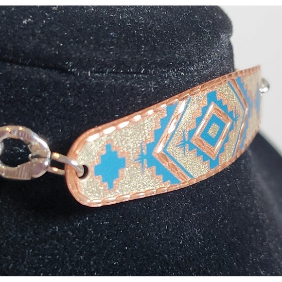 Handmade Boho Copper Bracelet, Diamond Cut Navajo‎ Native Design - Picture 5 of 8